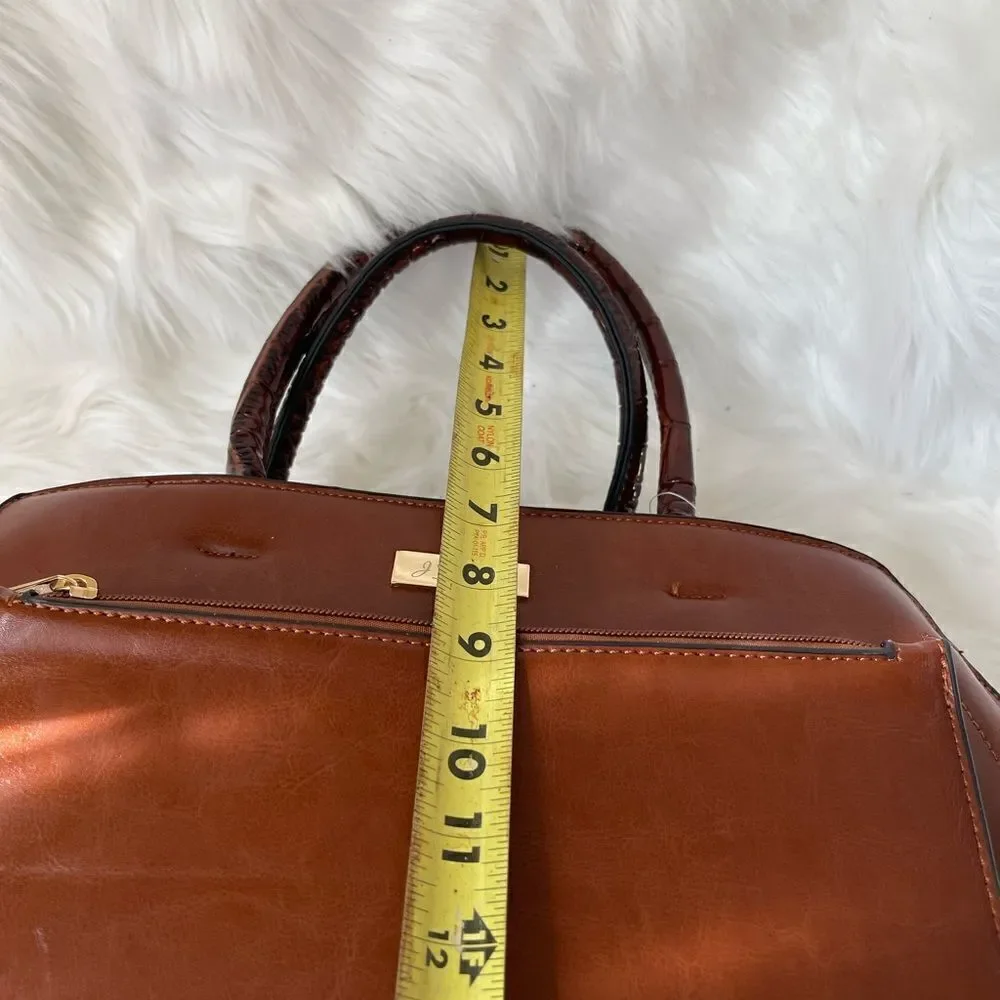 NWOT J Francis Brown satchel bag with crocs embossed print on sides & st…